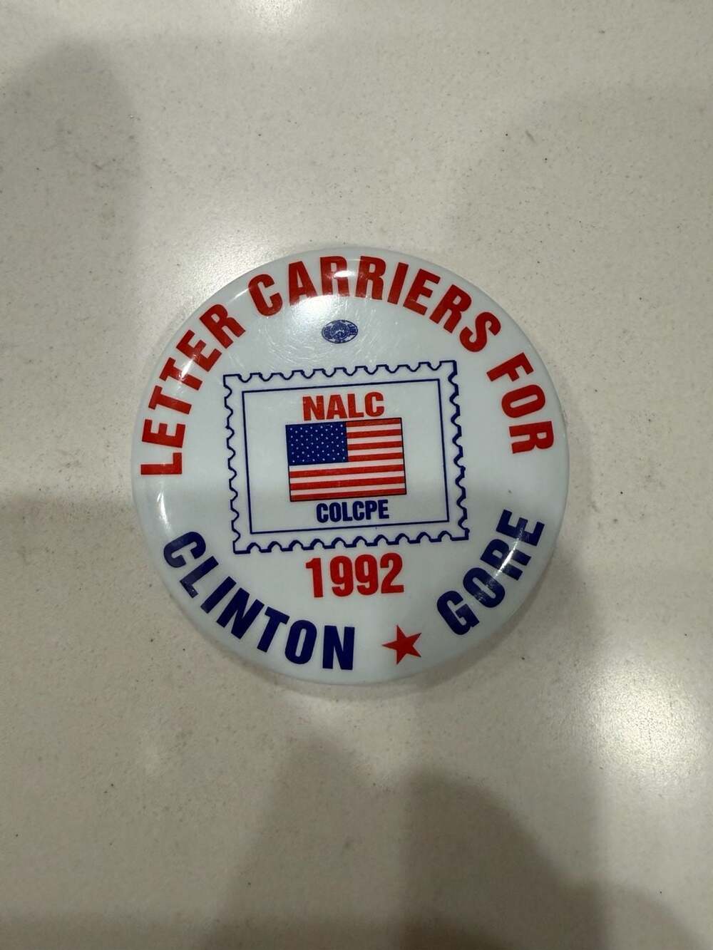 Vintage 1992 NALC Letter Carriers for Clinton Gore Political Pinback Button